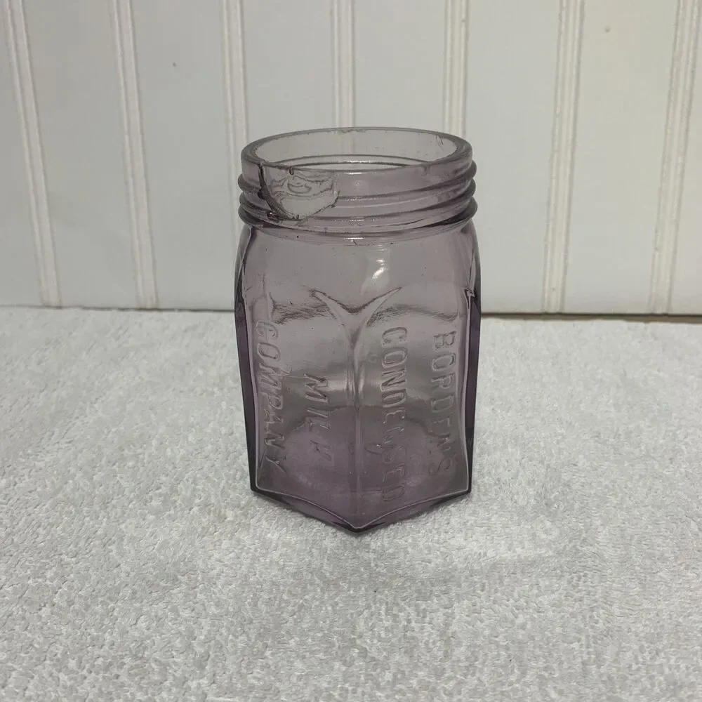 Rare Purple Borden’s Condensed Milk Company Jar 4.25”
